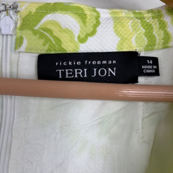 Teri Jon Rickie Freeman Sleeveless Dress 14 Green Print Preppy Old Money Spring - Picture 6 of 13